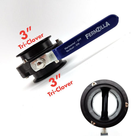 FermZilla 3 inch tri-clover butterfly valve