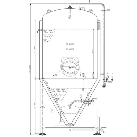3000 litre jacketed conical fermenter