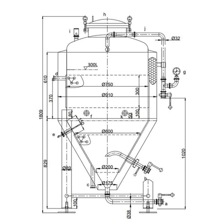 300L conical fermenter pressurisable jacketed