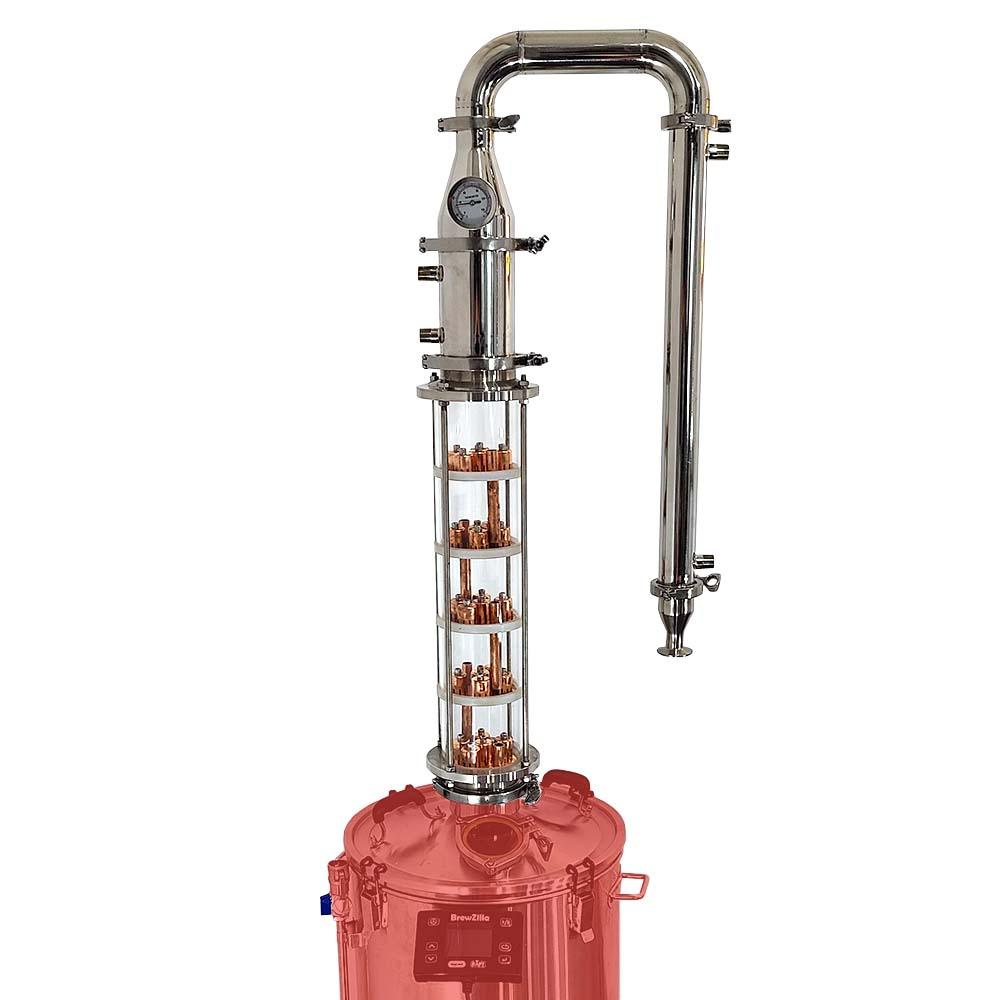 4 Inch Tri-Clover Borosilicate Glass Distillation Column with Copper Bubbler Plates