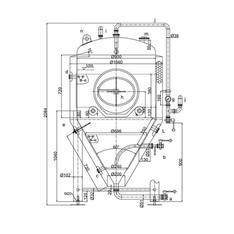500L pressurisable jacketed conical fermenter
