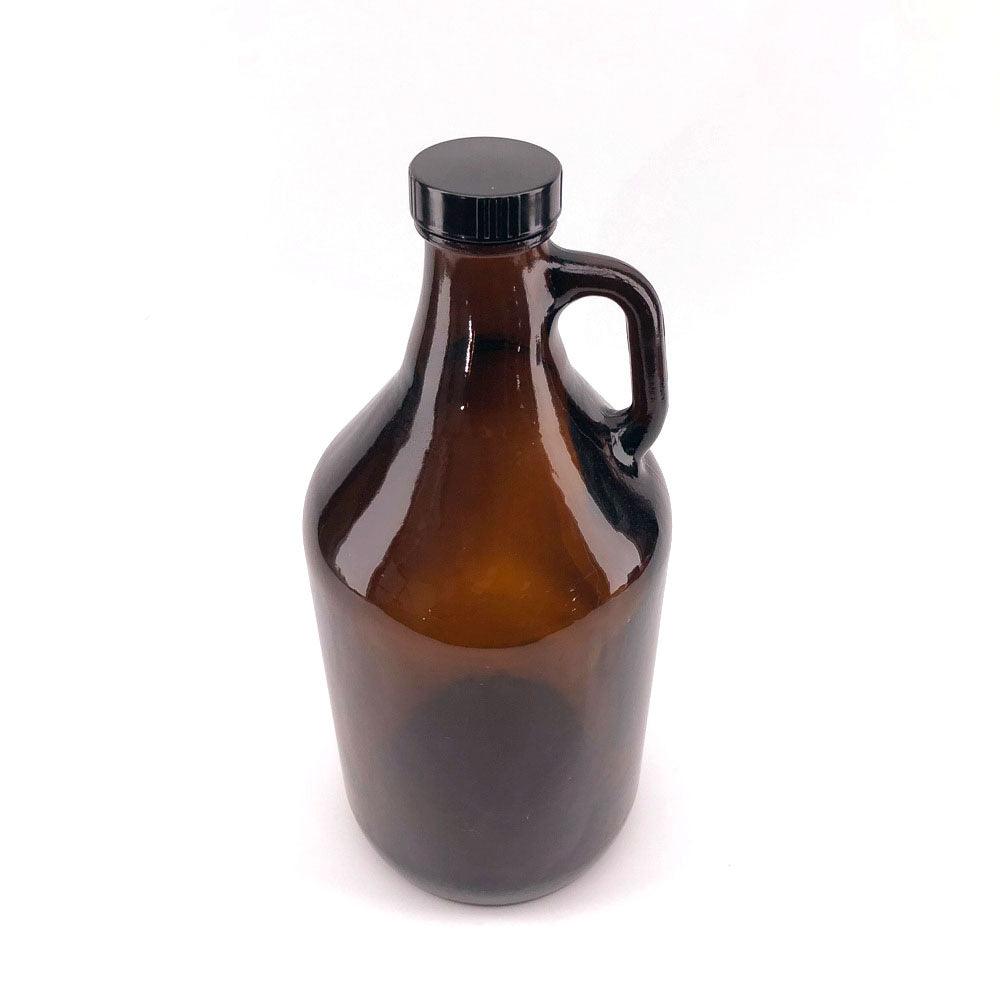 64oz glass growler 1.9 litre with black cap