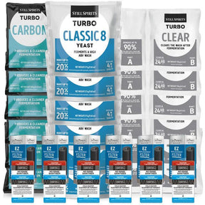6x T500 Classic 8 Batch Pack: 6x Still Spirits Classic 8 Yeast, 6x Turbo Carbon, 6x Turbo Clear, 6x EZ Filter, 6x Cold Water Detergent & 6x No - Rinse Sanitiser - Distillery King Australia