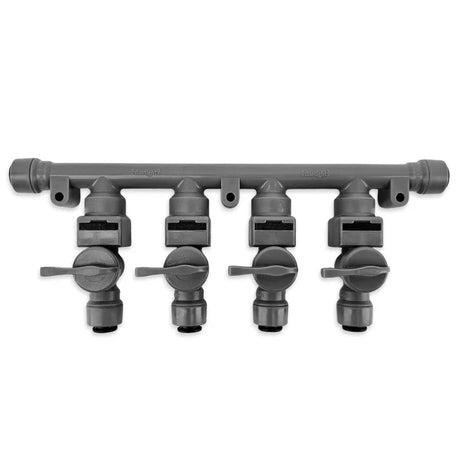 8mm (5/16) duotight x 4 Way Manifold with Check Valves & Isolation Valves - Distillery King Australia