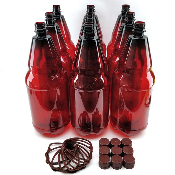 9 x 2500mL PET Amber Brown Bottles with Screw Caps and Handles