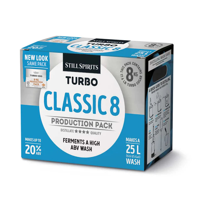 1x Turbo 500 Classic 8 Yeast (240g) Turbo Production Pack with 8kg Turbo Sugar