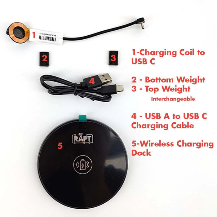 Complete Wireless Charging Kit for RAPT Pill Hydrometer (includes USB Cable+Charging Dock+Wireless Charge Coil+2 Weights)