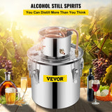 Vevor Alcohol Still 19L Stainless Steel Water Alcohol Essential Oils Distiller Copper Tube Home Brewing Kit Build-in Thermometer