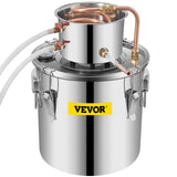 Vevor Alcohol Still 19L Stainless Steel Water Alcohol Essential Oils Distiller Copper Tube Home Brewing Kit Build-in Thermometer