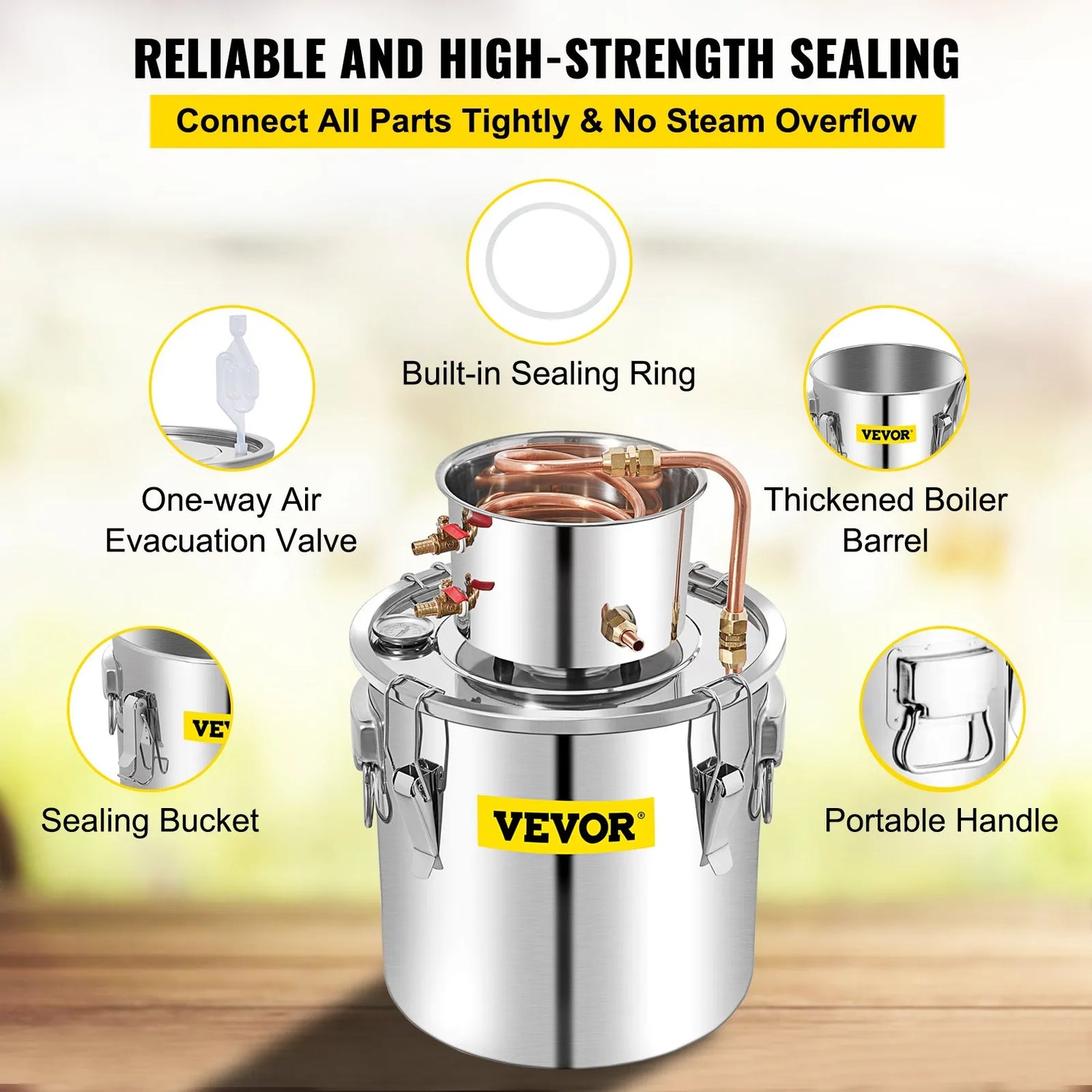 Vevor Alcohol Still 50L Alcohol Distiller With Copper Tube Alcohol Distiller With Circulating Pump Essential Oils Distilling Kit w/Build-In Thermometer Make DIY Alcohol Stainless Steel
