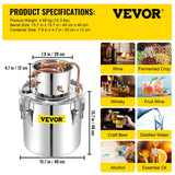 Vevor Alcohol Still 50L Alcohol Distiller With Copper Tube Alcohol Distiller With Circulating Pump Essential Oils Distilling Kit w/Build-In Thermometer Make DIY Alcohol Stainless Steel