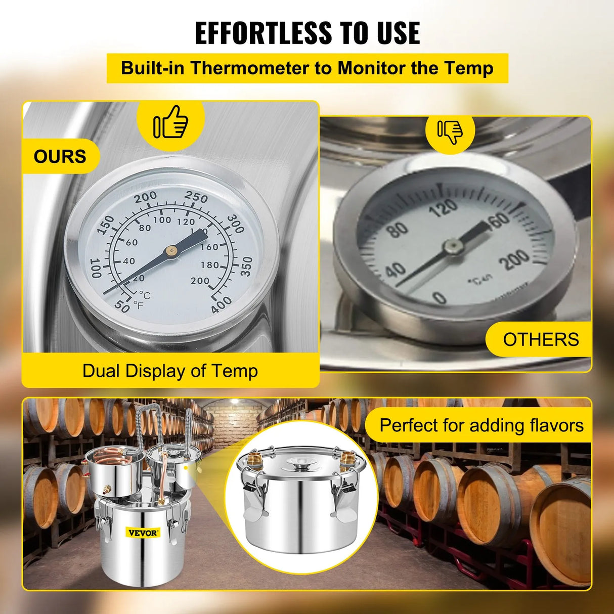 VEVOR Moonshine Still 50L Distiller Stainless Steel Water Alcohol Essential Oils Copper Tube with Circulating Pump Home Brewing Kit Build-in Thermometer