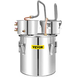 VEVOR Moonshine Still 50L Distiller Stainless Steel Water Alcohol Essential Oils Copper Tube with Circulating Pump Home Brewing Kit Build-in Thermometer