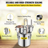 Vevor Moonshine Still 19L Distiller Stainless Steel Water Essential Oils Distiller Copper Tube With Circulating Pump Home Brewing Kit Build-in Thermometer