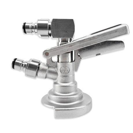 Ball Lock A-Type Coupler for kegerators with low profile elbow