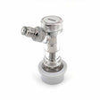 Ball lock gas disconnect with integrated check valve