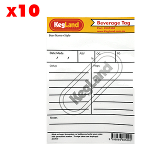 Pack of ten beverage tags for kegs and fermenters