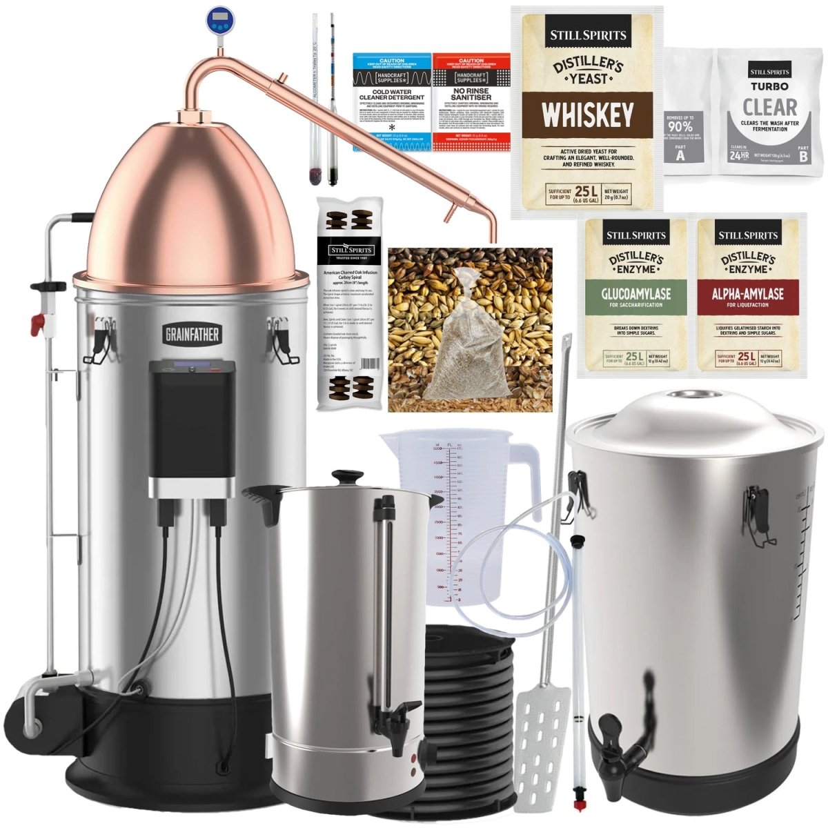 BOURBON DISTILLERY KIT Grainfather G30v3 + Copper Alembic Dome Top and Pot Condenser - Distillery King Australia