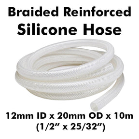 Braided reinforced silicone hose 12mm ID x 20mm OD 10m roll