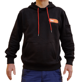Black brew crew hoodie with zipper kangaroo pouch