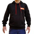Black brew crew hoodie with zipper kangaroo pouch