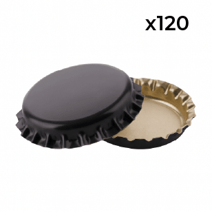 Black crown seal bottle caps, 120 pack