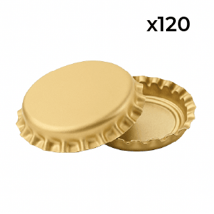 Gold crown seal bottle caps, 120 pack