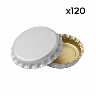 Silver crown seal bottle caps, 120 pack