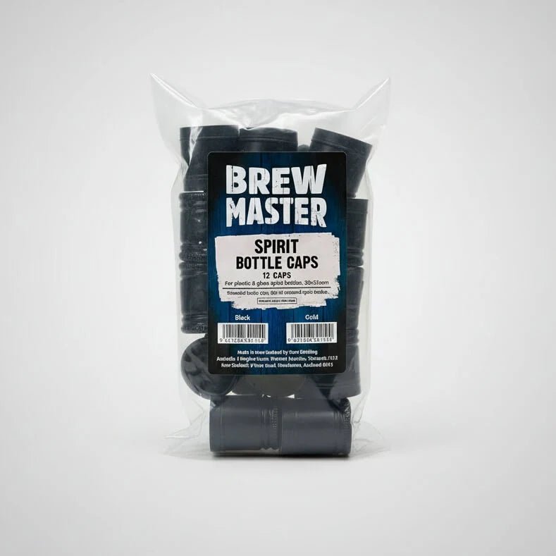 BrewMaster Spirit Bottle Caps Black 12 Pack