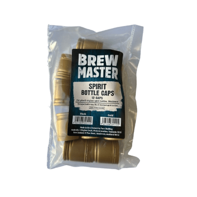 Gold spirit bottle screw caps, 12 pack