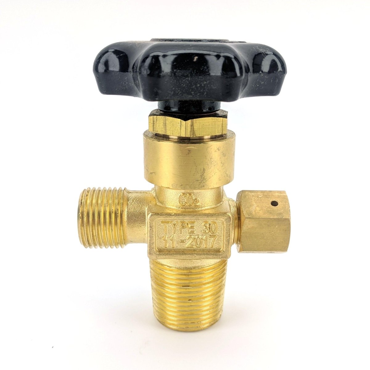 CO2 cylinder valve with RPV