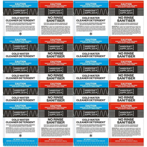 Cold Water Detergent 25g x10 & No Rinse Sanitiser 25g x10 - Distillery King Australia
