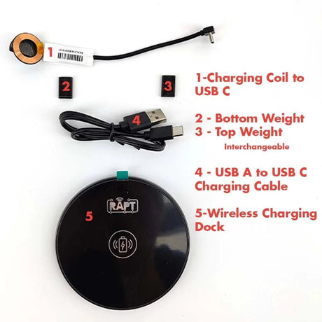 Complete Wireless Charging Kit for RAPT Pill Hydrometer (includes USB Cable+Charging Dock+Wireless Charge Coil+2 Weights) - Distillery King Australia