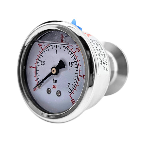 Diaphragm pressure gauge, 1.5 inch tri-clover, 0-2 bar