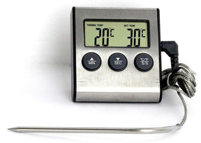 Digital oven thermometer with probe and alarm