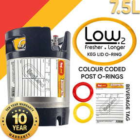 Double Stacker 7.5L ball lock keg with rubber base and handle