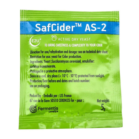 Fermentis SafCider AS-2 yeast 5g sachet