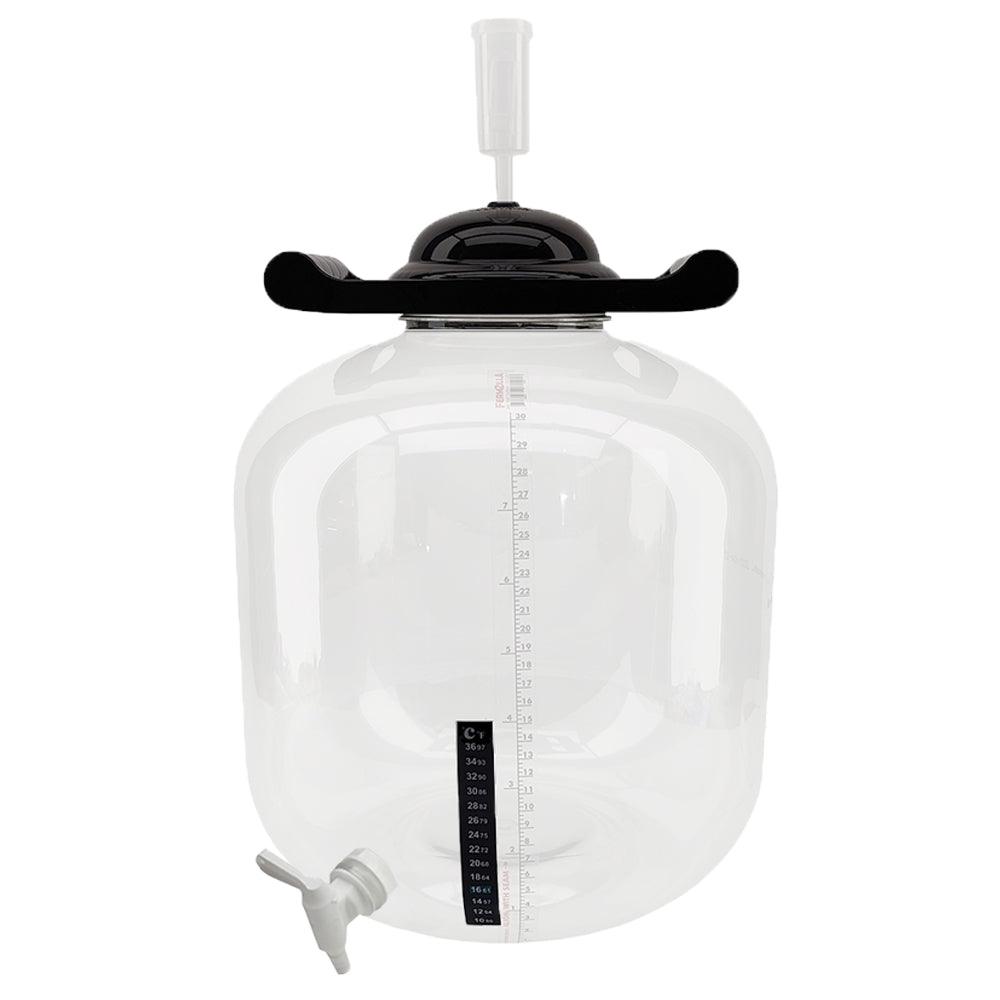 FermZilla Flat Bottom 30L fermenter with airlock, tap and sticker thermometer