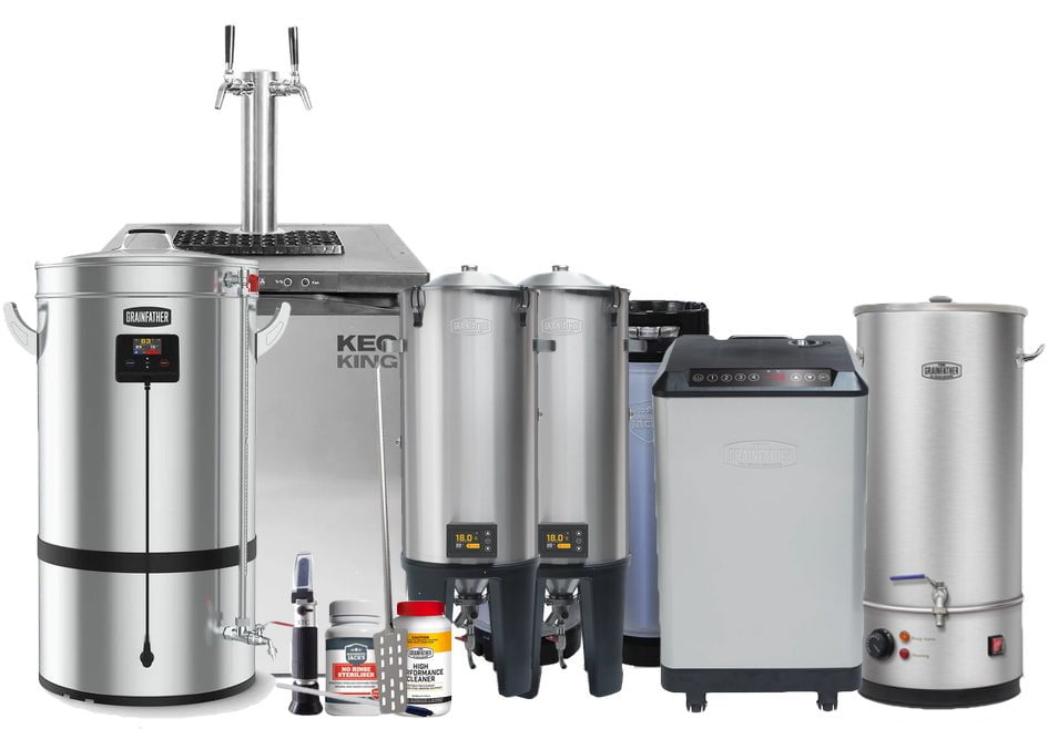 G70v2 STARTER PRO BREWERY: Grainfather G70v2 Complete Brewery with 2x GF30 Conical Fermenters PRO, Glycol Chiller, 40L Sparge Water Heater + Free Electric Grain Mill - Distillery King Australia
