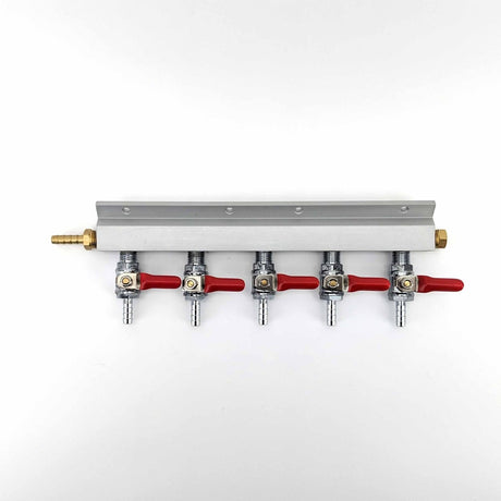 5-way gas manifold splitter with 6mm barb