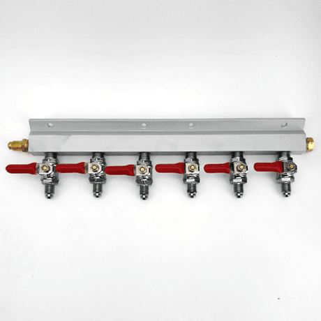 6-way gas line manifold splitter with MFL thread