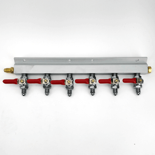 6-way gas line manifold splitter with MFL thread