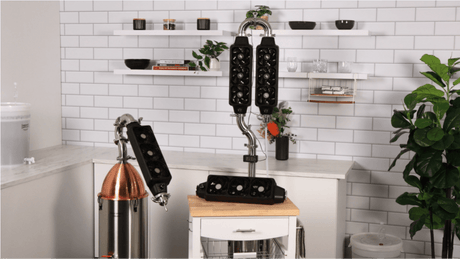 VORTEX air cooled stills set up in a home kitchen, no cooling water needed