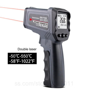 Infrared thermometer gun, black, dual laser