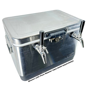 Two way jockey box for portable draught dispense