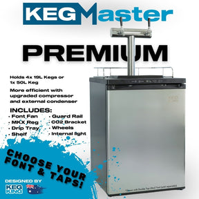 Kegmaster Premium Fridge Pack with keg fridge and regulator