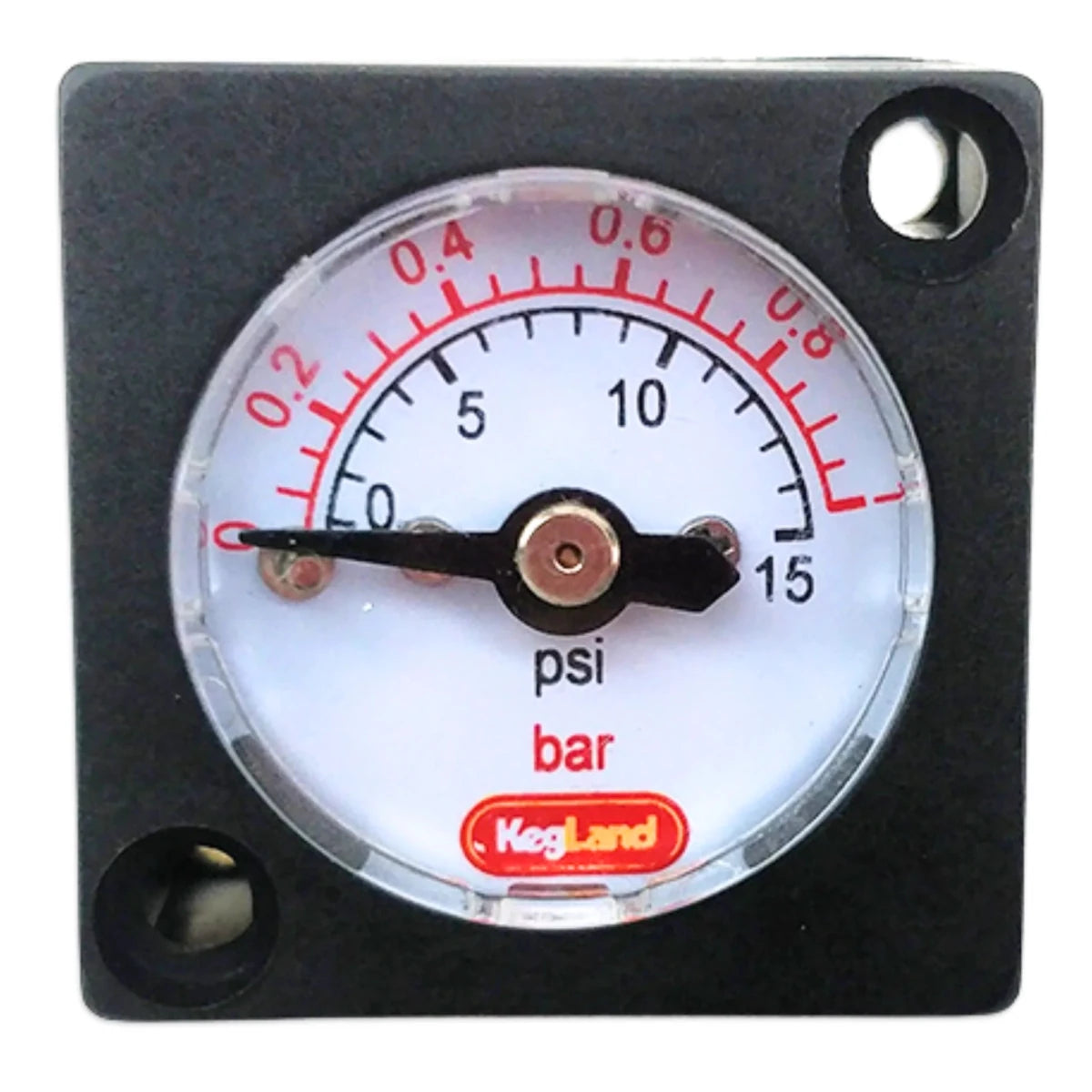 Mini pressure gauge 27mm radial stem, 0-15psi, for inline regulators
