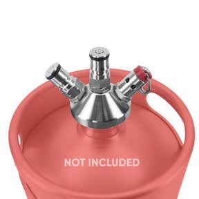 Ball lock tapping head for mini kegs with silicone hose