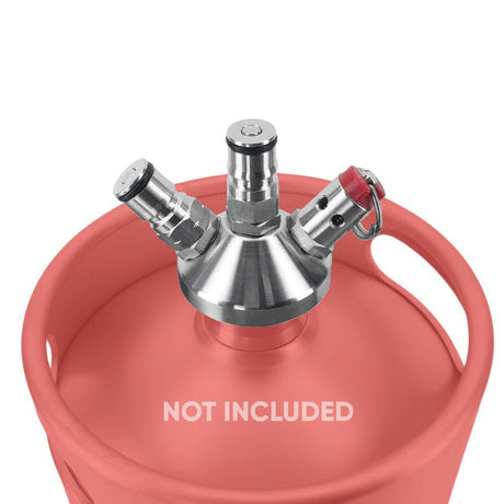 Ball lock tapping head for mini kegs with silicone hose