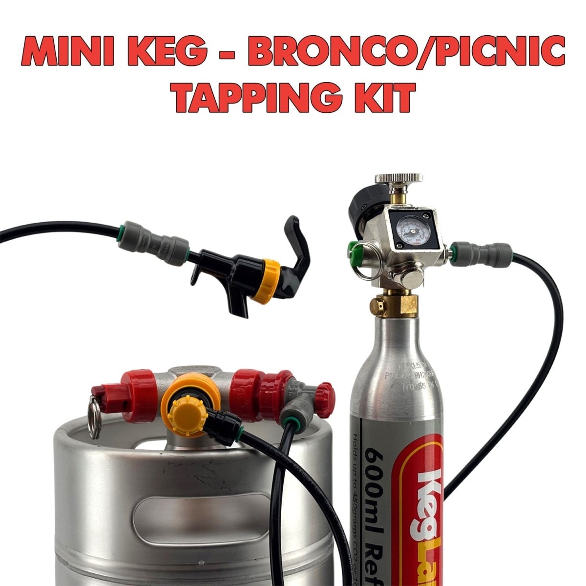 Mini Keg Bronco picnic tap tapping kit